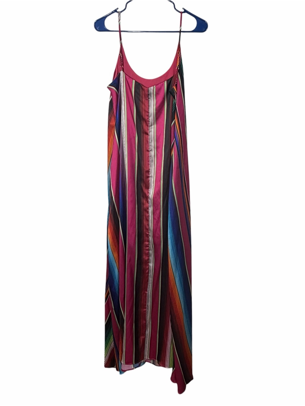 Judith March Multicolor Striped Maxi Slip Dress - Magenta & Blue medium